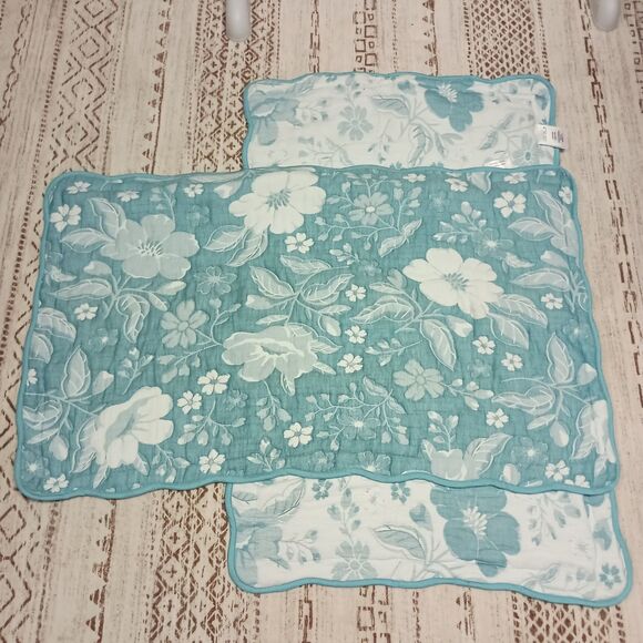 The Pioneer Woman Evie 2-Piece King Quilt Sham Set Quilted Teal Zipper Closure - Picture 2 of 6